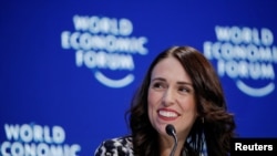新西兰总理阿德恩2019年1月22日出席世界经济论坛（路透社）