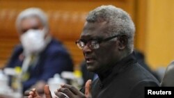 资料照：所罗门群岛总理玛纳西·索加瓦雷（Manasseh Sogavare）（媒体联访照片）