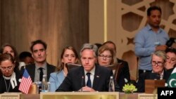 Menlu AS Antony Blinken berbicara dalam konferensi untuk Gaza, di Laut Mati, Yordania, Selasa 11 Juni 2024. 