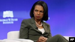 赖斯2017年10月出席一场研讨会（美联社）