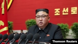 Pemimpin Korea Utara Kim Jong Un berbicara di Kongres Partai Pekerja di Pyongyang. (Foto: Reuters)