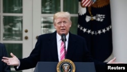 Presiden Trump di Taman Mawar, Gedung Putih, Washington DC, 21 November 2017. (Foto: dok).