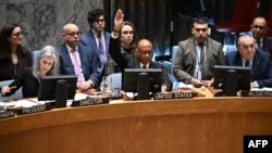 Zamjenik američkog ambasadora pri Ujedinjenim nacijama Robert Vud ulaže veto na nacrt rezolucije o primirju u Gazi (Foto: AFP/Angela Weiss)