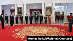 Presiden Jokowi melantik menteri dan wamen sisa masa jabatan periode tahun 2019-2024, di Istana Negara, Jakarta, Rabu (15/06/2022).(Foto: Humas Setkab/Rahmat)
