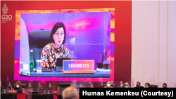 Menteri Keuangan Sri Mulyani memimpin pertemuan bersama Menteri Keuangan dan Menteri Kesehatan G20 di Yogyakarta, 21 Juni 2022. (Foto: Humas Kemenkeu)