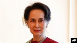 Pemimpin Myanmar Aung San Suu Kyi di Istana Kepresidenan di Naypyitaw, Myanmar pada 20 Januari 2020. (Foto: AP)