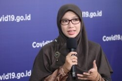 Tim Pakar Satgas Covid-19 Dewi Nur Aisyah, dalam konferensi pers di Gedung BNBP, Jakarta, Rabu (29/7) (humas BNBP)