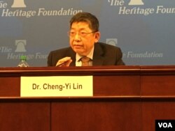 正在华盛顿访问的台湾陆委会副主委林正义（2018年2月8日，美国之音钟辰芳拍摄）