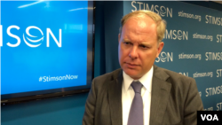 Conor Savoy, director of policy and advocacy at the Washington-based Global Innovation Fund, spoke at a panel on "US Engagement on Indo-Pacific Infrastructure and Development" held at Stimson Center in Washington DC, September 6, 2018. (Chetra Chap/VOA Khmer)
