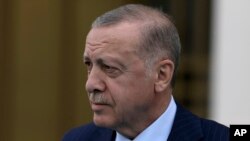 Presiden Turki Recep Tayyip Erdogan di Ankara, Turki, Senin, 16 Mei 2022. (Foto: AP/Burhan Ozbilici)