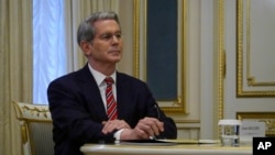 FILE - Scott Bessent, U.S. Treasury Secretary, attends a meeting in Kyiv, Ukraine, Feb. 12, 2025.