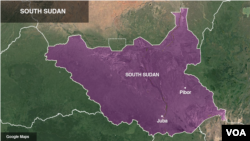 Lokasi Juba dan Pibor di Sudan Selatan.