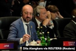 Presiden Dewan Eropa Charles Michel saat KTT G20 di Nusa Dua, Bali, Selasa, 15 November 2022. (Foto: Dita Alangkara via REUTERS)