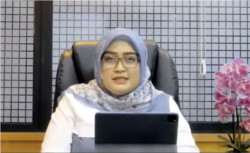 Indah Anggoro Putri, Dirjen Pembinaan Hubungan Industrial dan Jaminan Sosial Tenaga Kerja, Kemenaker dalam tangkapan layar. (Foto: VOA/Nurhadi)