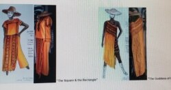 Tiga dari rancangan Melanie dengan warna kunyit (courtesy: Melanie).