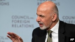 FILE - Afghan President Ashraf Ghani speaks at the Council of Foreign Relations in New York, March 26, 2015.