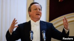 ARHIVA - Britanski ministar inostranih poslova Dejvid Kameron govori u Londonu, 9. maja 2024.