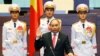Vietnamese Prime Minister Nguyen Xuan Phuc takes the oath of office after being re-elected by the National Assembly in Hanoi, July 26, 2016.