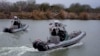 Border Patrol agents cruise along the Rio Grande at the U.S.-Mexico border, Feb. 13, 2025, in McAllen, Texas.