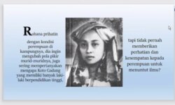 Tokoh perempuan asal Sumatera Barat, Roehana Koeddoes, mendirikan sekolah perempuan Amai Setia menjadi materi diskusi daring tentang Perempuan dan Pendidikan, Selasa (28/12), dalam tangkapan layar. (Foto: VOA/ Yudha Satriawan)