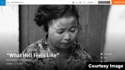 Screenshot of a new report by the Human Rights Watch titled "What Hell Feels Like: Acid Violence in Cambodia" released on Tuesday, February 5, 2019. 