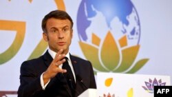 Shugaban Faransa Emmanuel Macron Lokacin G20 Summit A New Delhi September 10, 2023.