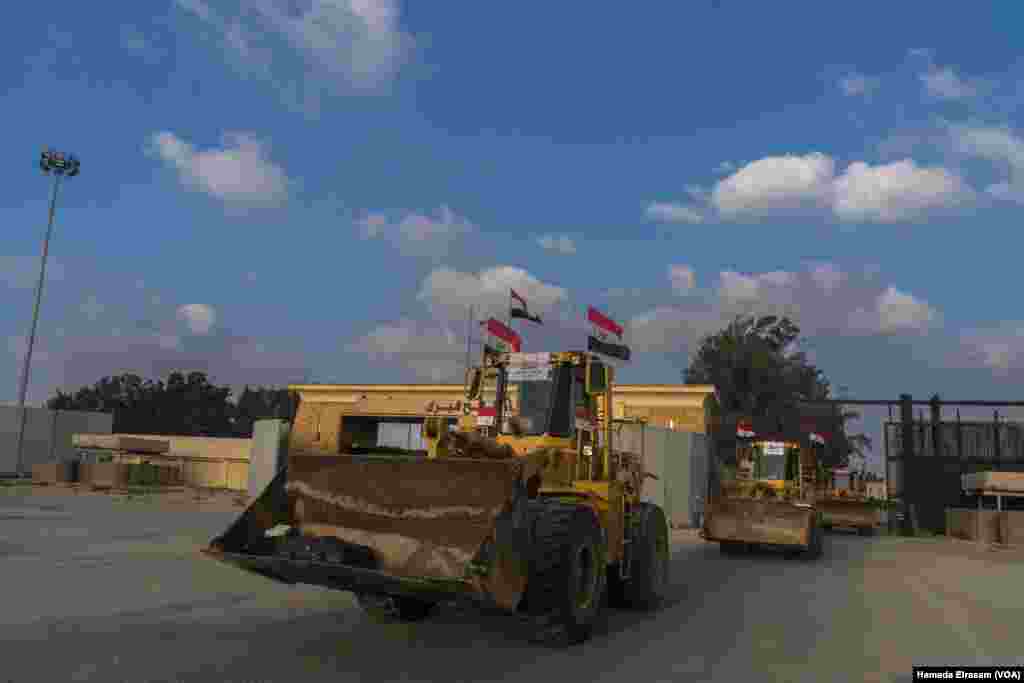 Bulldozers are turned away from Rafah’s gates due to delayed permits from the Israeli authorities, slowing humanitarian efforts, as at least two-thirds of structures and roads have been damaged or destroyed across Gaza. Rafah, Egypt, Feb. 4, 2025.