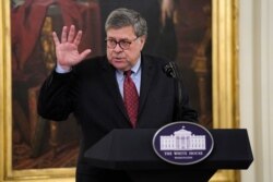 Jaksa Agung AS, William Barr di Gedung Putih, washington, D.C., 22 Juli 2020. (AP Photo/Evan Vucci)