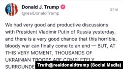 Objava američkog predsednika Donalda Trampa na drupštvenoj mreži "Istina" (Foto: Truth@realdonaldtrump)