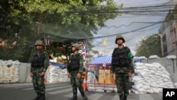 5月22日军队把守反政府抗议集会地点