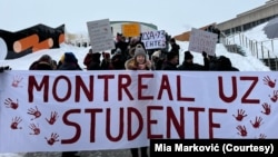 Skup podrške studentima u Montrealu, 15. februar 2025. (Courtesy/Mia Marković)