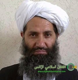 FILE - In this undated photo taken at an unknown location, the leader of the Taliban, Mullah Haibatullah Akhundzada, poses for a portrait. (Afghan Islamic Press via AP)