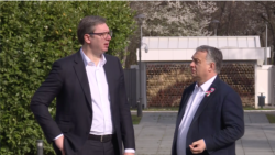 Predsednici Srbije i Mađarske, Aleksandar Vučić i Viktor Orban, tokom sastanka u Beogradu, 15. marta 2020.