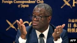 Dr. Denis Mukwege, prix Nobel ya kimya na 2018 mpo na kobongisa basi babebisa na makasi, awa na Tokyo, Japon, 3 octobre 2019.