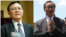 Kem Sokha (left) and Sam Rainy, leaders of the dissolved opposition Cambodia National Rescue Party (CNRP).