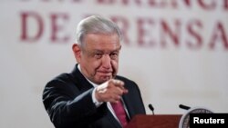Presiden Meksiko Andres Manuel López Obrador berbicara dalam konferensi pers di Mexico City pada 7 September 2023. (Foto: Reuters/Raquel Cunha)