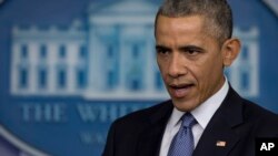 Shugaba Barack Obama wajen taron yan jarida a fadar White House