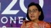 Menteri Keuangan Sri Mulyani berbicara kepada awak media dalam konferensi pers pertemuan Menteri Keuangan G20 di Nusa Dua, Bali, pada 16 Juli 2022. (Foto: Pool via AP/Sonny Tumbelaka)