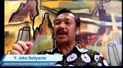 Ketua Umum Asosiasi Pengelola Pasar Indonesia (Asparindo), Joko Setiyanto dalam sebuah webinar. (Foto: VOA/Petrus Riski)