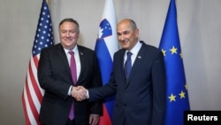 Majk Pompeo i Janez Janša (Foto: Rojters) 