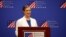 American Institute in Taiwan Director Sandra Oudkirk takes part in a press conference in Taipei, Taiwan, on June 14, 2024.