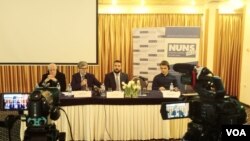 Učesnici konferencije "Medijske slobode i autorska prava", koja je u organizaciji Nezavisnog udruženja novinara Srbije, OEBS-a i organizacije Civil Rights Defenders održana u beogradskom Hotelu M, 29. januara 2019.