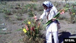 A mourner pays respects at Khavaran cemetery near Tehran. (RFE/RL)