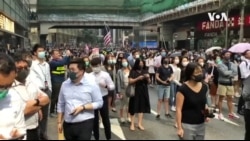 香港中环抗议人士周一快闪支持理工大学示威者