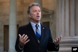 Sen. Rand Paul speaks during an interview on Capitol Hill in Washington, July 17, 2018.