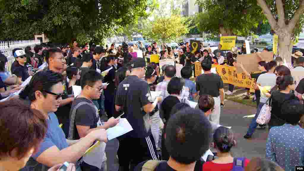 洛杉矶的示威集会（美国之音国符拍摄）