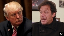 Presiden Amerika Serikat Donald Trump (kiri) dan pemimpin oposisi Pakistan Imran Khan (Foto: dok).