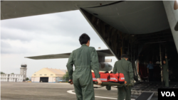 台湾空军与海巡署 2017年7月24日一道举行太平岛救援演练(美国之音黎堡摄)