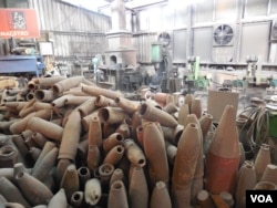 金门菜刀用的是大陆过去发射到金门的炮弹制成。（美国之音赵婉成拍摄）