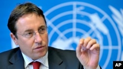 FILE - German Achim Steiner, Executive Director of the UN Environment Program (UNEP), speaks during a press briefing in Geneva, Switzerland.
